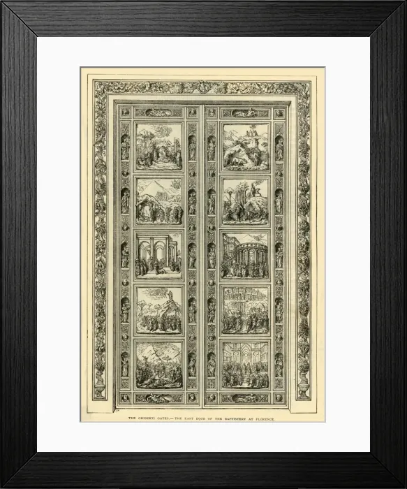 Framed Print : The Ghiberti Gates - The East Door of the Baptistery at Florence, 1882. Creator: Unknown Framed Print : The Ghiberti Gates - The East Door of the Baptistery at Florence, 1882. Creator: Unknown