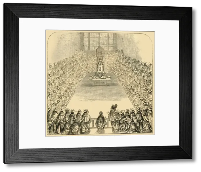 Framed Print : House of Commons in 1623, (1881). Creator: Unknown Framed Print : House of Commons in 1623, (1881). Creator: Unknown