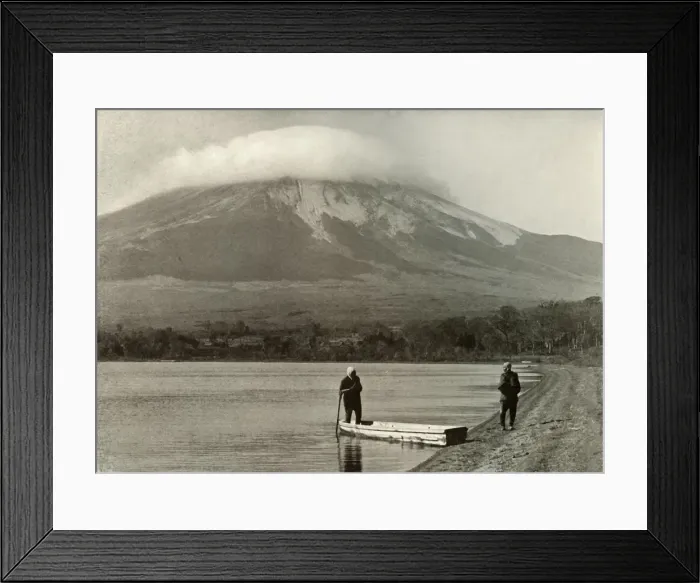 Framed Print : Fuji from Three-Days-Moon Lake, 1910. Creator: Herbert Ponting Framed Print : Fuji from Three-Days-Moon Lake, 1910. Creator: Herbert Ponting