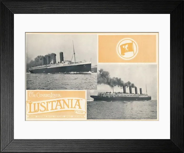 Framed Print : The Cunard Liner Lusitania. c1910. Creator: Unknown Framed Print : The Cunard Liner Lusitania. c1910. Creator: Unknown