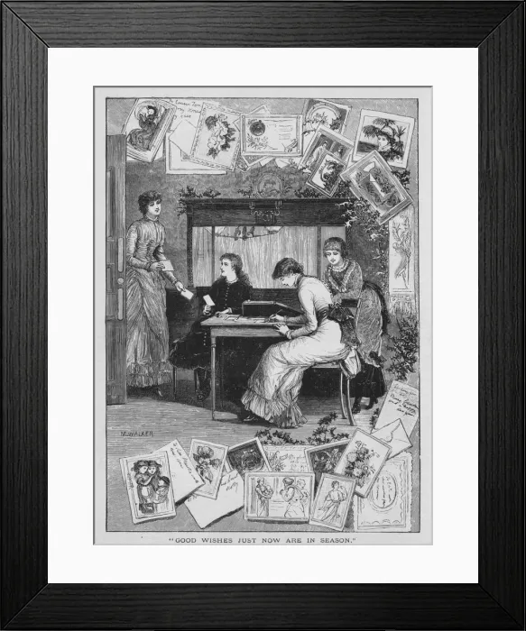 Framed Print : Good Wishes Just Now Are In Season, 1882. Creator: M Walker Framed Print : Good Wishes Just Now Are In Season, 1882. Creator: M Walker