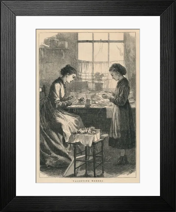 Framed Print : Valentine Makers, 1875. Creator: H Johnson Framed Print : Valentine Makers, 1875. Creator: H Johnson