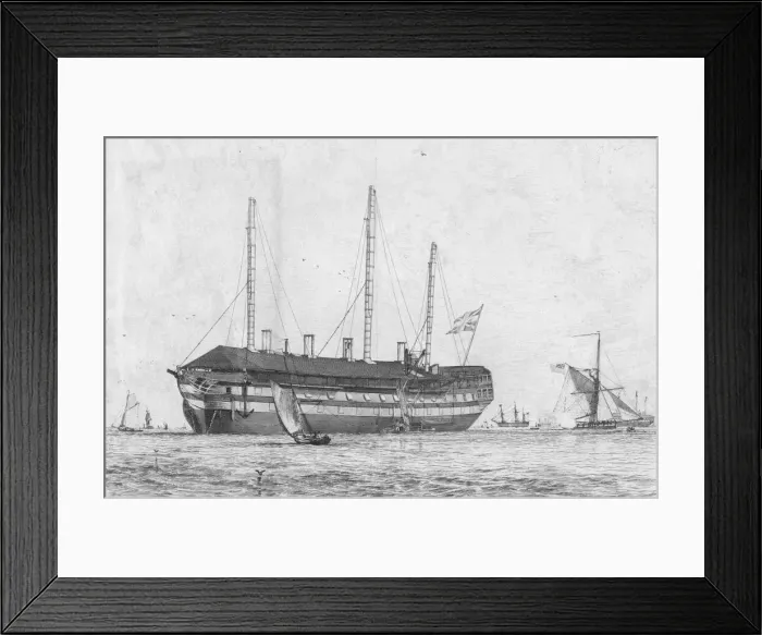 Framed Print : The Hastings. Seventy Four, 1829. Creator: Edward William Cooke Framed Print : The Hastings. Seventy Four, 1829. Creator: Edward William Cooke