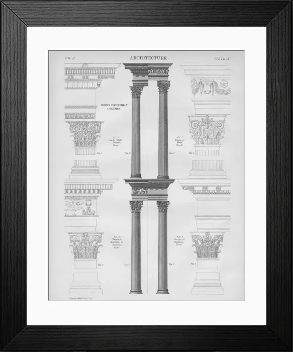 Framed Print : Roman Corinthian columns, 1889. Creator: W & AK Johnston Framed Print : Roman Corinthian columns, 1889. Creator: W & AK Johnston