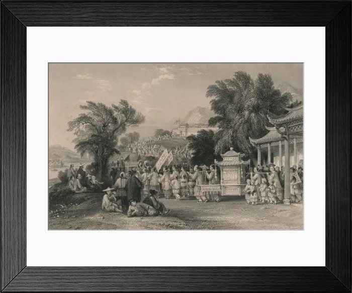 Framed Print : Marriage Procession at the Blue-cloud Creek, Chin-keang-foo, c1843-1858. Creator: Samuel Bradshaw Framed Print : Marriage Procession at the Blue-cloud Creek, Chin-keang-foo, c1843-1858. Creator: Samuel Bradshaw