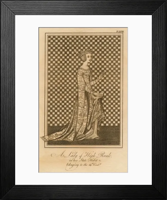 Framed Print : A Lady of High Rank, in her State Habit, belonging to the 14th Century. Creator: Unknown Framed Print : A Lady of High Rank, in her State Habit, belonging to the 14th Century. Creator: Unknown