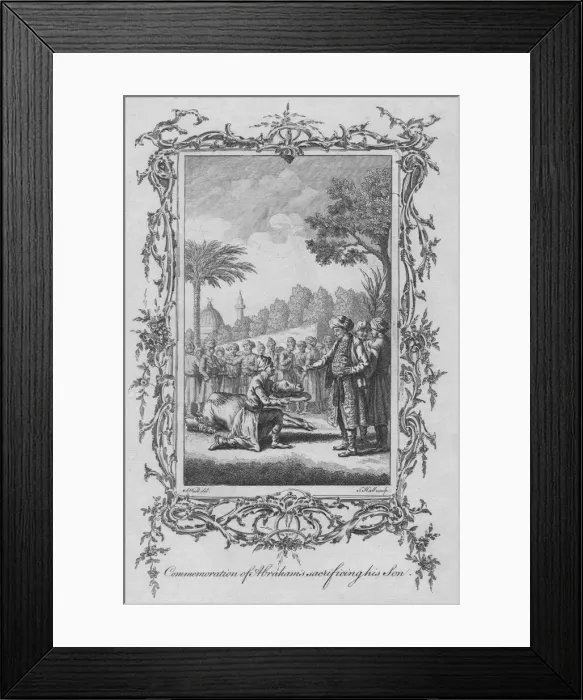 Framed Print : Commemoration of Abrahams sacrificing of his Son, mid 18th century. Creator: J Hall Framed Print : Commemoration of Abrahams sacrificing of his Son, mid 18th century. Creator: J Hall