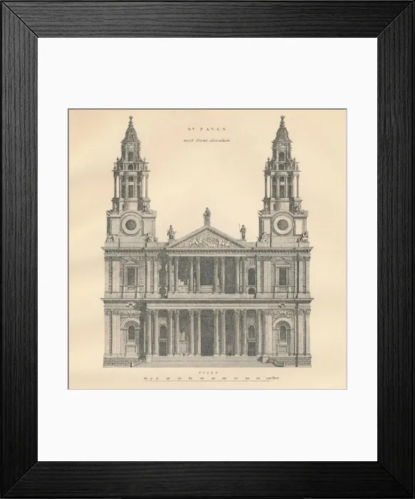 Framed Print : St. Pauls - west front elevation, 1889. Creator: W & AK Johnston Framed Print : St. Pauls - west front elevation, 1889. Creator: W & AK Johnston