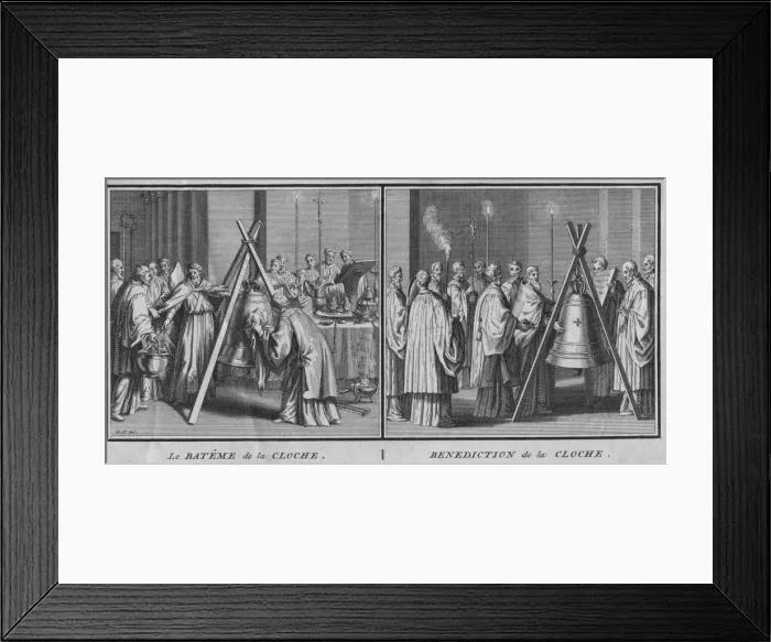 Framed Print : Le Bateme de la Cloche and Benediction de la Cloche, 1724. Creator: Bernard Picart Framed Print : Le Bateme de la Cloche and Benediction de la Cloche, 1724. Creator: Bernard Picart