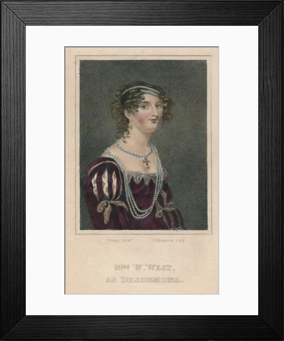 Framed Print : Mrs. W. West as Desdemona, 1818. Creator: John Peter Thompson Framed Print : Mrs. W. West as Desdemona, 1818. Creator: John Peter Thompson