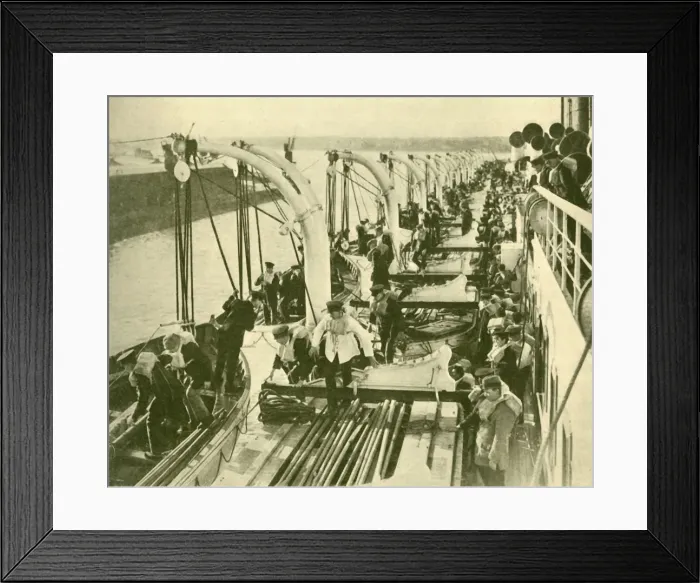 Framed Print : Boat Drill Aboard the Aquitania. c1930. Creator: Unknown Framed Print : Boat Drill Aboard the Aquitania. c1930. Creator: Unknown
