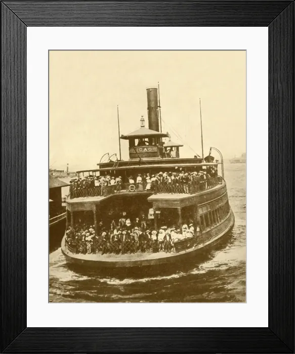 Framed Print : A New Jersey Ferry-Boat Bringing Morning Business Crowds Into New York City From Framed Print : A New Jersey Ferry-Boat Bringing Morning Business Crowds Into New York City From