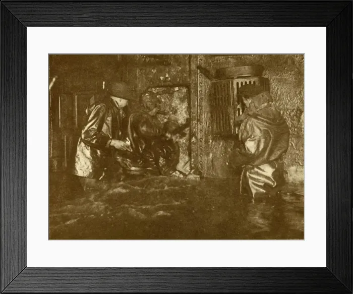 Framed Print : Divers Plugging A Leak During Salvage Operations Waist-Deep In Water On the Lower Framed Print : Divers Plugging A Leak During Salvage Operations Waist-Deep In Water On the Lower