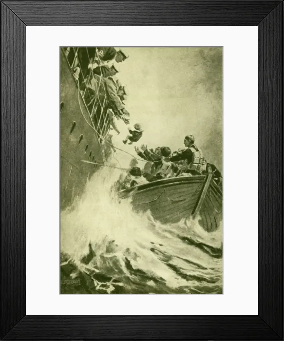 Framed Print : A Rescue at Sea, c1930. Creator: Unknown Framed Print : A Rescue at Sea, c1930. Creator: Unknown