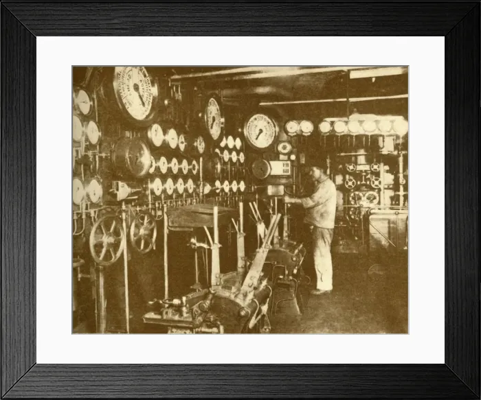 Framed Print : The Main Engine Control Platform of the Aquitania. c1930. Creator: Unknown Framed Print : The Main Engine Control Platform of the Aquitania. c1930. Creator: Unknown