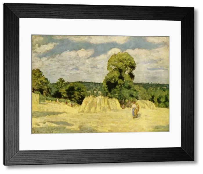 Framed Print : The Harvest, 1876, (1939). Creator: Camille Pissarro Framed Print : The Harvest, 1876, (1939). Creator: Camille Pissarro