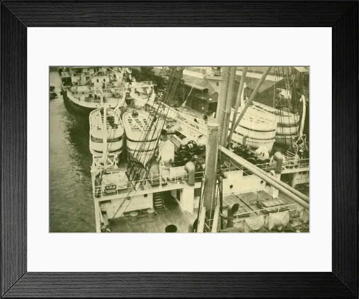 Framed Print : An Impressive Array of Boats Aboard the Leviathan. c1930. Creator: Unknown Framed Print : An Impressive Array of Boats Aboard the Leviathan. c1930. Creator: Unknown