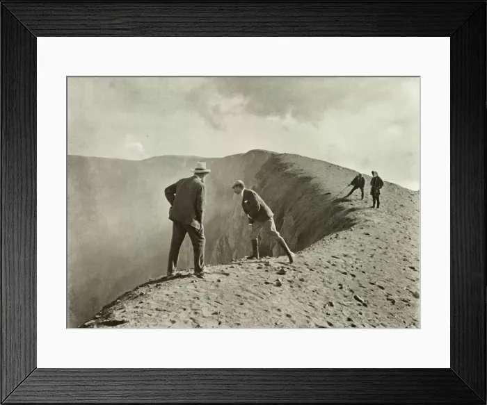 Framed Print : At the Craters Brink, Asama-Yama, 1910. Creator: Herbert Ponting Framed Print : At the Craters Brink, Asama-Yama, 1910. Creator: Herbert Ponting