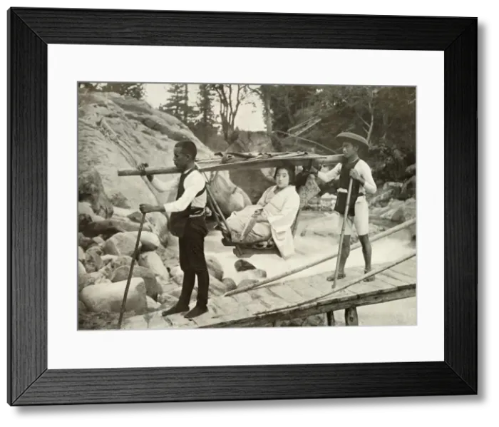 Framed Print : Travelling by Yama-Kago in the Hakone Mountains, 1910. Creator: Herbert Ponting Framed Print : Travelling by Yama-Kago in the Hakone Mountains, 1910. Creator: Herbert Ponting