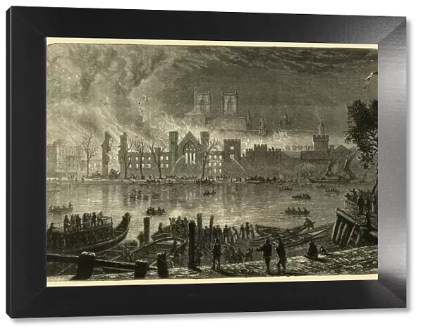 Destruction of the Old Houses of Parliament, October 16, 1834, (1881). Creator: Unknown