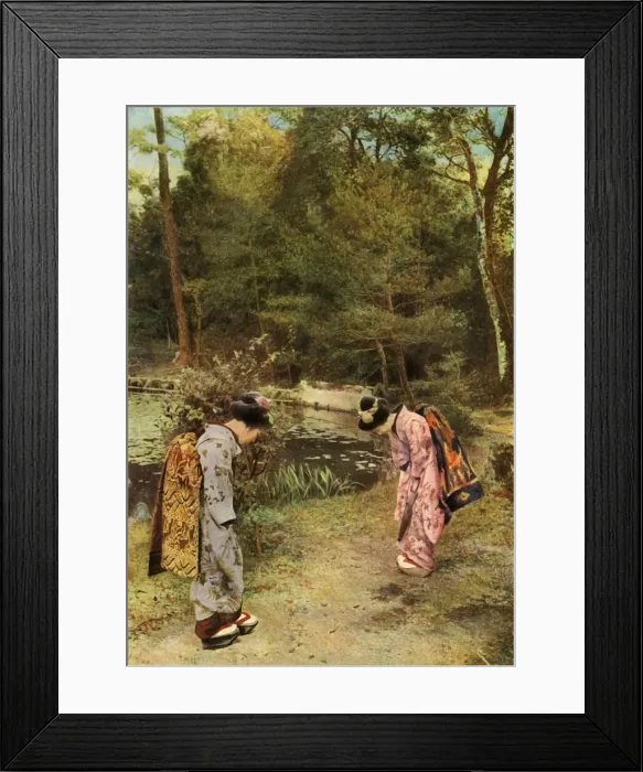 Framed Print : Greetings in the Temple Grounds, 1910. Creator: Herbert Ponting Framed Print : Greetings in the Temple Grounds, 1910. Creator: Herbert Ponting