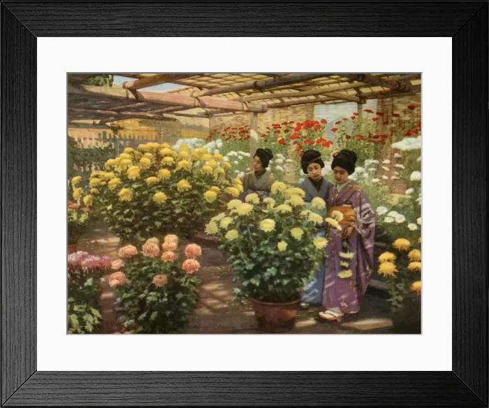 Framed Print : At the Chrysanthemum Show, 1910. Creator: Herbert Ponting Framed Print : At the Chrysanthemum Show, 1910. Creator: Herbert Ponting