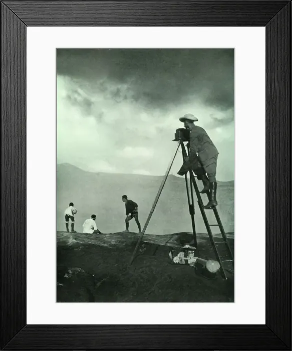 Framed Print : Photographing at the Craters Lip, Aso-San, 1910. Creator: Unknown Framed Print : Photographing at the Craters Lip, Aso-San, 1910. Creator: Unknown