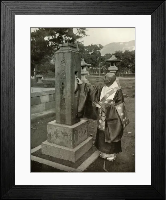 Framed Print : A Buddhist Priest and Praying-Wheel, 1910. Creator: Herbert Ponting Framed Print : A Buddhist Priest and Praying-Wheel, 1910. Creator: Herbert Ponting