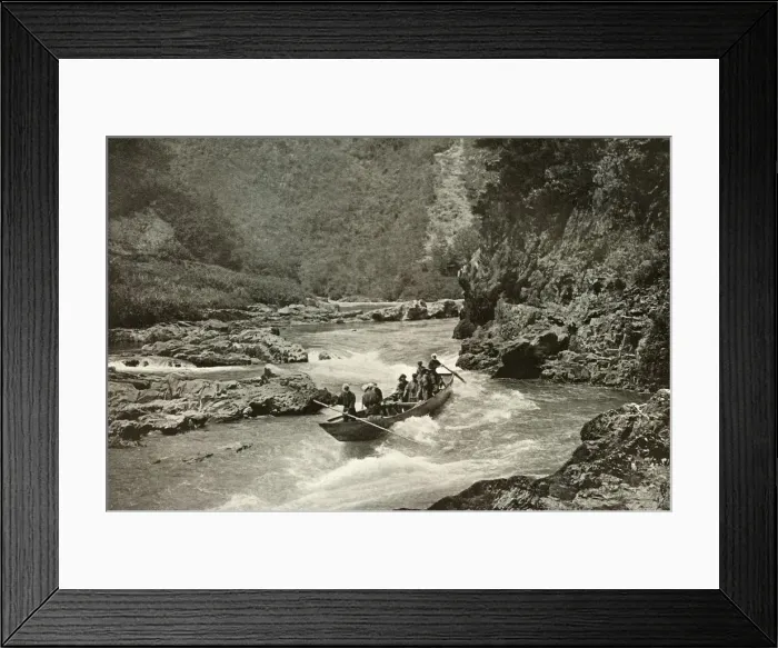 Framed Print : Shooting the Rapids of the Katsura-Gawa, 1910. Creator: Herbert Ponting Framed Print : Shooting the Rapids of the Katsura-Gawa, 1910. Creator: Herbert Ponting