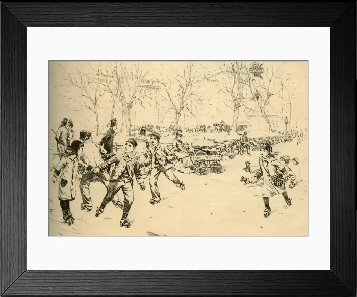 Framed Print : Roller-Skating in Madison Square, New York, 1881. Creator: Unknown Framed Print : Roller-Skating in Madison Square, New York, 1881. Creator: Unknown