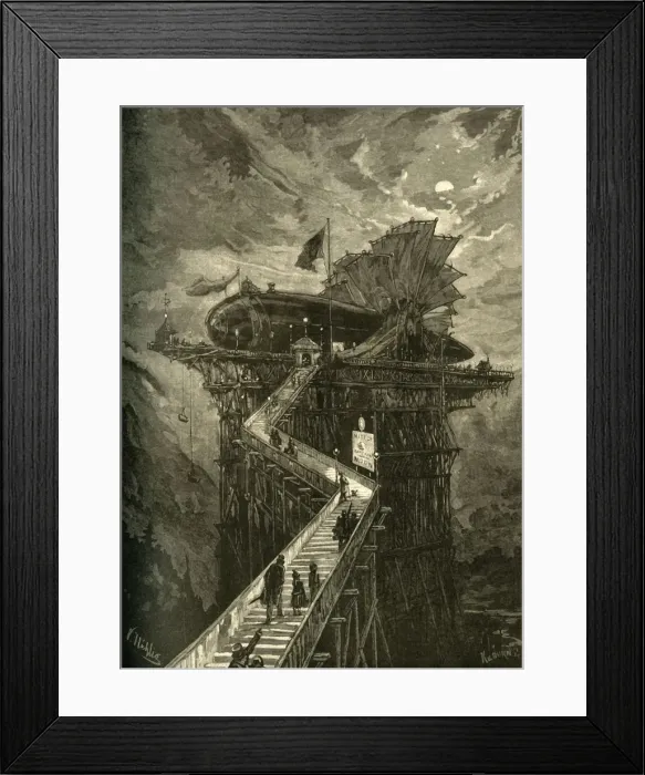 Framed Print : All Aboard for the Moon!. 1881. Creator: Unknown Framed Print : All Aboard for the Moon!. 1881. Creator: Unknown