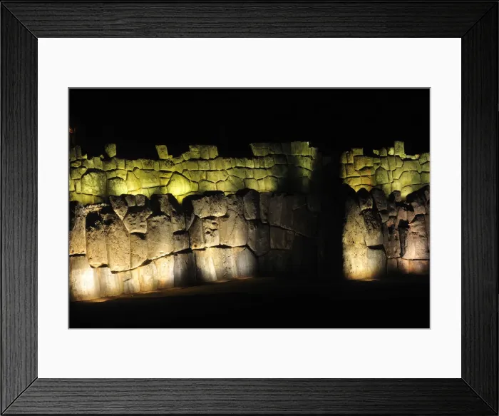 Framed Print : Night view of Sacsahuaman Fortress with lighting, Cusco, Peru, 2015. Creator: Luis Rosendo Framed Print : Night view of Sacsahuaman Fortress with lighting, Cusco, Peru, 2015. Creator: Luis Rosendo