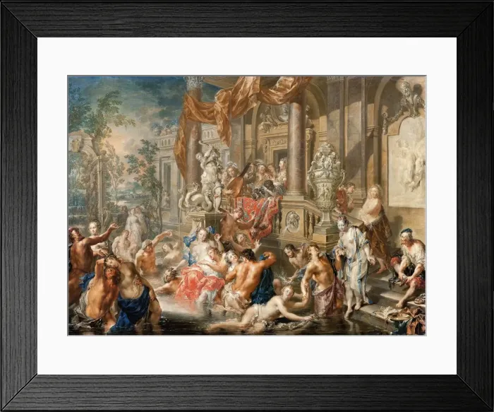 Framed Print : Fountain scene in front of a palace, 1731-1734. Creator: Platzer, Johann Georg (1704-1761) Framed Print : Fountain scene in front of a palace, 1731-1734. Creator: Platzer, Johann Georg (1704-1761)