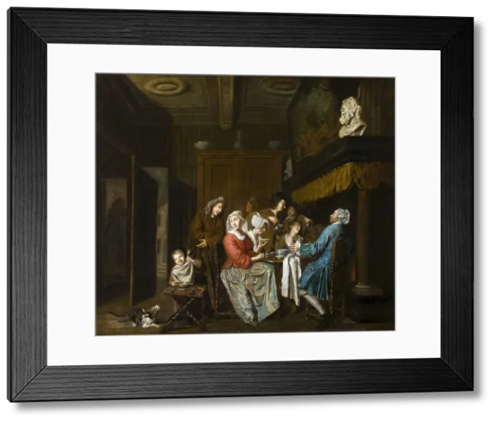 Framed Print : A Tea Party. Creator: Horemans, Jan Joseph, the Elder (1682-1759) Framed Print : A Tea Party. Creator: Horemans, Jan Joseph, the Elder (1682-1759)