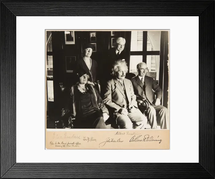 Framed Print : Albert and Elsa Einstein, John and Lora Baer and Arthur H. Fleming, Pasadena, 1 January 1931, 1931 Framed Print : Albert and Elsa Einstein, John and Lora Baer and Arthur H. Fleming, Pasadena, 1 January 1931, 1931