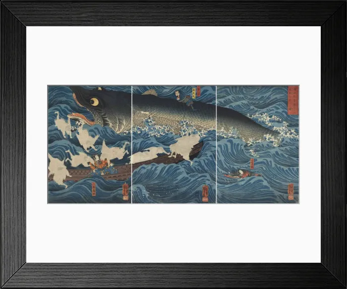 Framed Print : Sanuki no in kenzoku o shite Tametomo wo sukuu zu, 1851. Creator: Kuniyoshi, Utagawa (1797-1861) Framed Print : Sanuki no in kenzoku o shite Tametomo wo sukuu zu, 1851. Creator: Kuniyoshi, Utagawa (1797-1861)