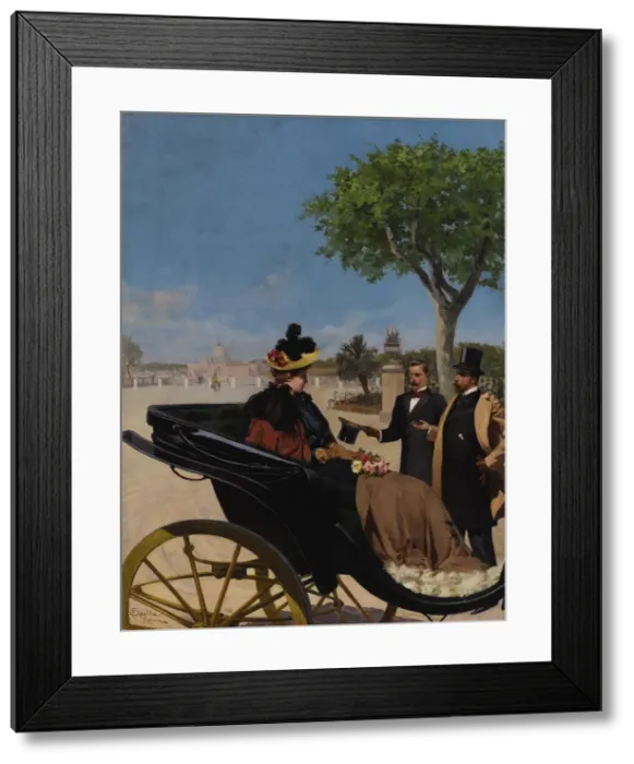 Framed Print : Arrival at the Villa Borghese, 1878. Creator: Cipolla, Fabio (1854-1914) Framed Print : Arrival at the Villa Borghese, 1878. Creator: Cipolla, Fabio (1854-1914)