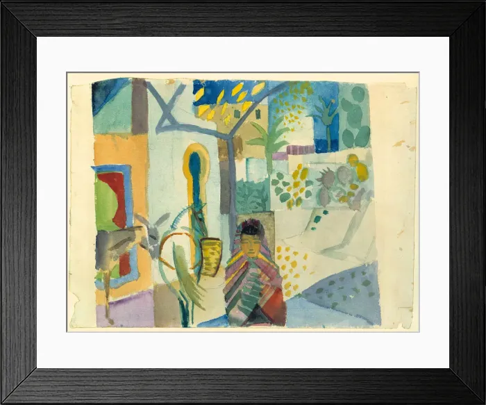 Framed Print : Young girl with horse and donkey, 1914. Creator: Macke, August (1887-1914) Framed Print : Young girl with horse and donkey, 1914. Creator: Macke, August (1887-1914)