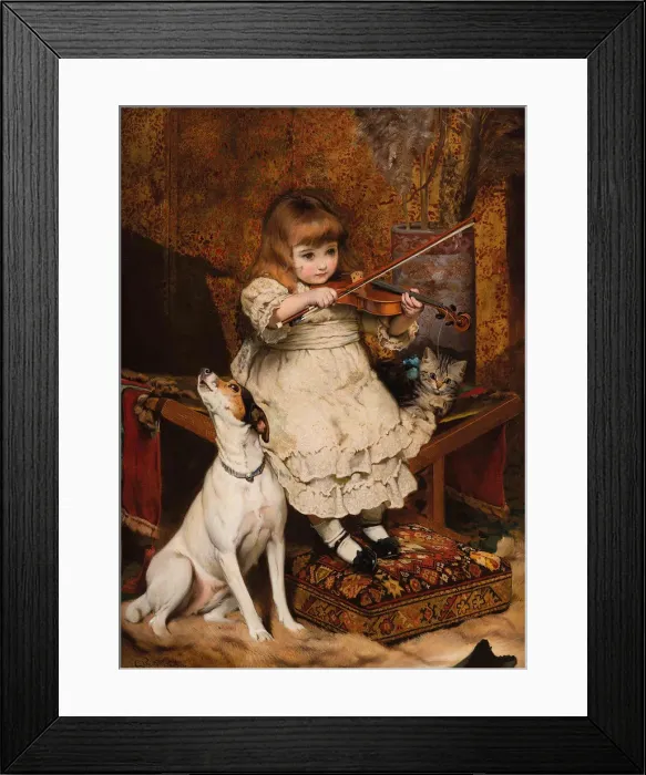 Framed Print : The little violinist, 1887. Creator: Barber, Charles Burton (1845-1894) Framed Print : The little violinist, 1887. Creator: Barber, Charles Burton (1845-1894)