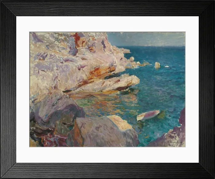 Framed Print : Rocks of Javea and the white boat, 1905. Creator: Sorolla y Bastida, Joaquin (1863-1923) Framed Print : Rocks of Javea and the white boat, 1905. Creator: Sorolla y Bastida, Joaquin (1863-1923)