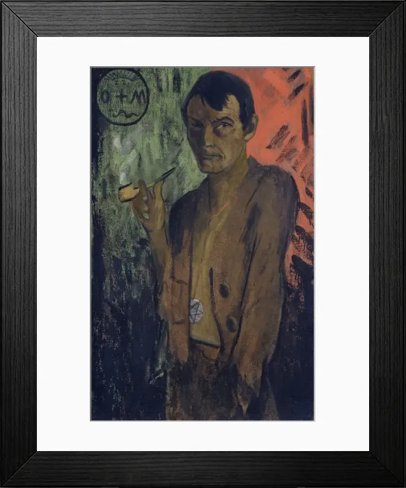 Framed Print : Self-portrait with pentagram, c. 1924. Creator: Mueller, Otto (1874-1930) Framed Print : Self-portrait with pentagram, c. 1924. Creator: Mueller, Otto (1874-1930)