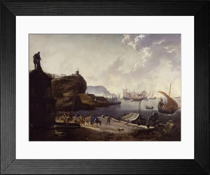 Framed Print : Seaport. Creator: Jode, Hans de (1630-1663) Framed Print : Seaport. Creator: Jode, Hans de (1630-1663)