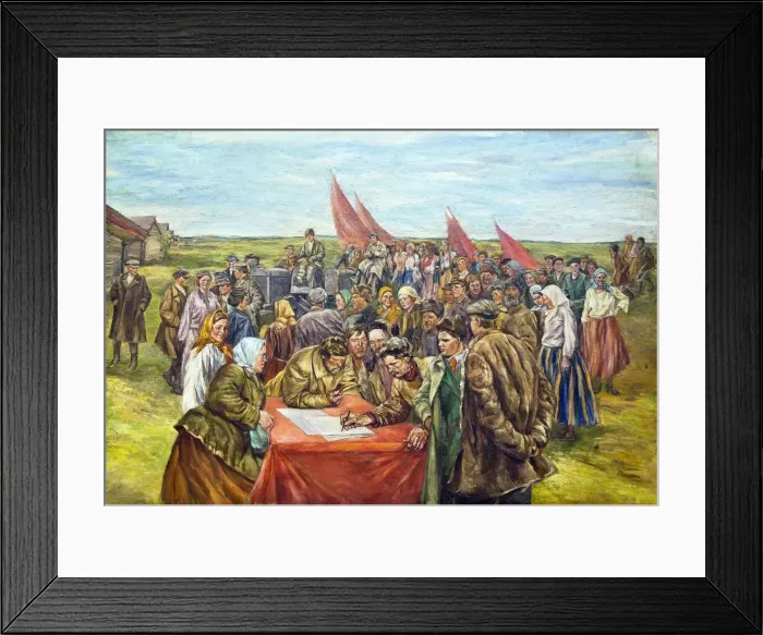 Framed Print : The signing the government bonds, Mid of 1930s. Creator: Shestakov, Nikolai Ivanovich (1883-1937) Framed Print : The signing the government bonds, Mid of 1930s. Creator: Shestakov, Nikolai Ivanovich (1883-1937)