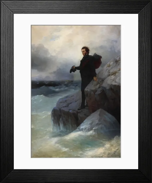 Framed Print : Farewell, free element, o Sea! Alexander Pushkin on the Black Sea, 1877. Creator: Aivazovsky Framed Print : Farewell, free element, o Sea! Alexander Pushkin on the Black Sea, 1877. Creator: Aivazovsky