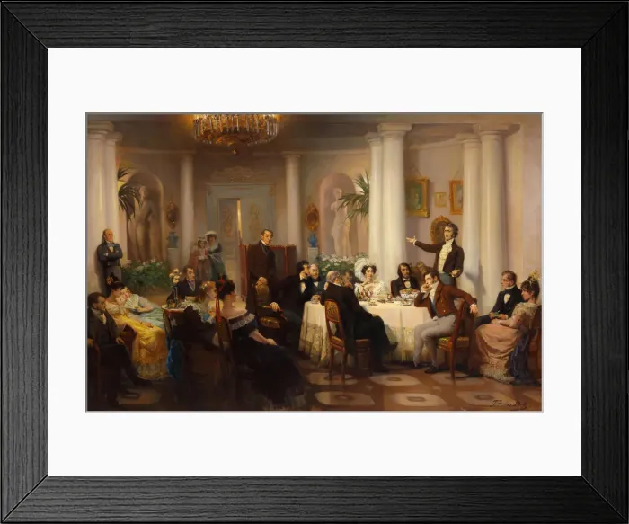 Framed Print : Pushkin and his friends listen to Adam Mickiewicz in the salon of Princess Zinaida Volkonskaya Framed Print : Pushkin and his friends listen to Adam Mickiewicz in the salon of Princess Zinaida Volkonskaya