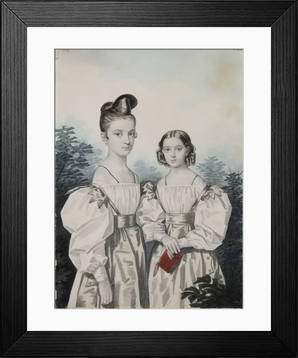Framed Print : Portrait of Sisters Anna Petrovna (1822-1905) and Elena Petrovna (1824-1860) Ushakov, 1830s Framed Print : Portrait of Sisters Anna Petrovna (1822-1905) and Elena Petrovna (1824-1860) Ushakov, 1830s
