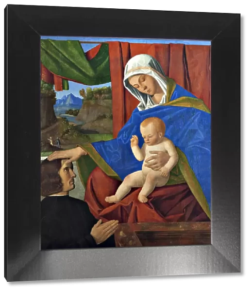 Virgin and child with a Donor, Late 15th cen Creator: Francesco di Simone da Santacroce