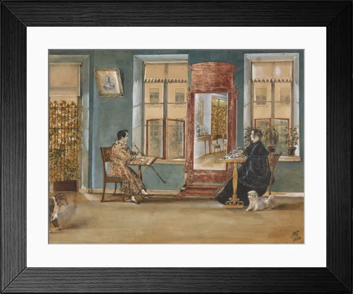 Framed Print : Actor Nikolay Osipovich Dur (1807-1839) with his woman in the living room, 1839. Creator: Hampeln Framed Print : Actor Nikolay Osipovich Dur (1807-1839) with his woman in the living room, 1839. Creator: Hampeln