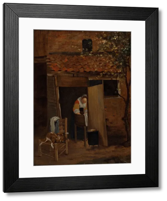 Framed Print : Girl washing clothes. Creator: Hooch, Pieter, de (1629-1684) Framed Print : Girl washing clothes. Creator: Hooch, Pieter, de (1629-1684)