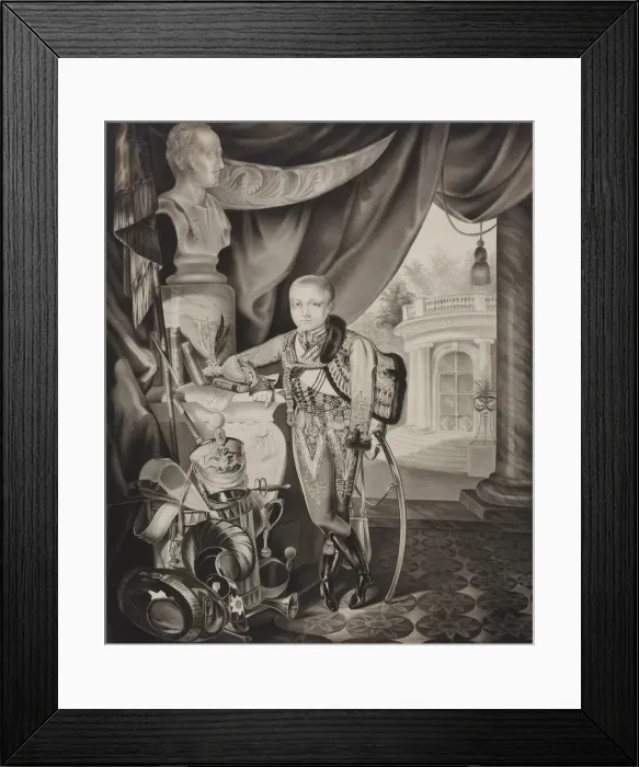 Framed Print : Portrait of the Crown prince Alexander Nikolayevich (1818-1881), 1827. Creator: Hampeln Framed Print : Portrait of the Crown prince Alexander Nikolayevich (1818-1881), 1827. Creator: Hampeln